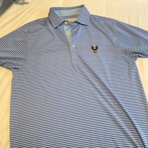 Donald Ross Golf Polo Blue/blue Stripe with Army Navy Country Club Logo